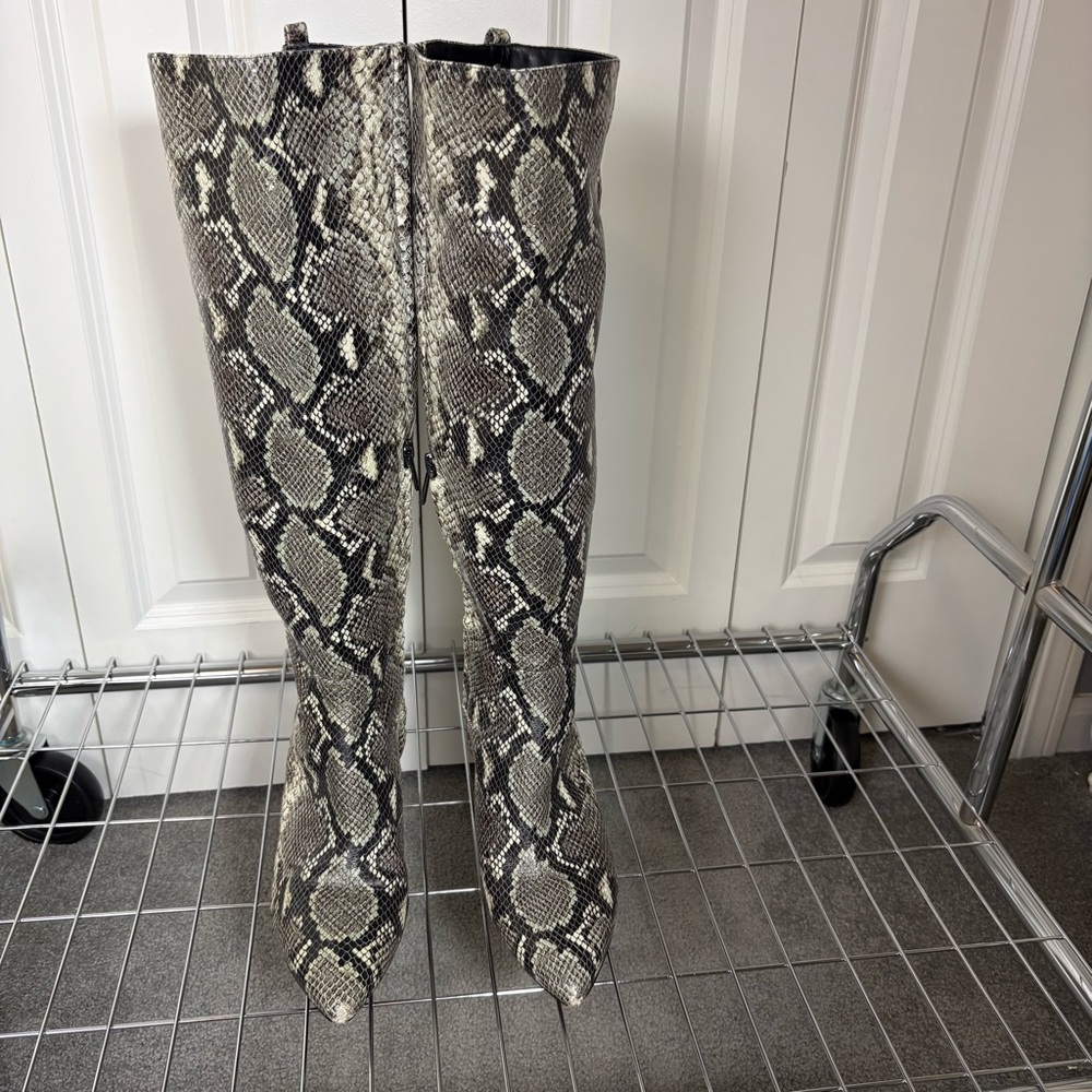 Sam Edelman Green Python Pattern Tall Boots - image 1